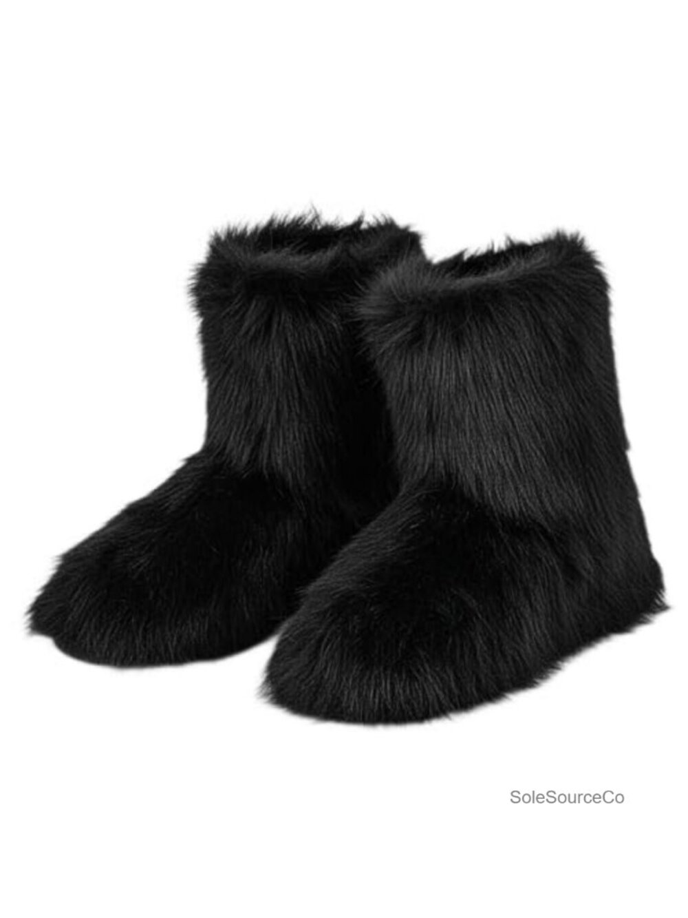 Faux Fur Fuzzy Snow Boots Fluffy Winter Ankle Boots Pull On Round Toe